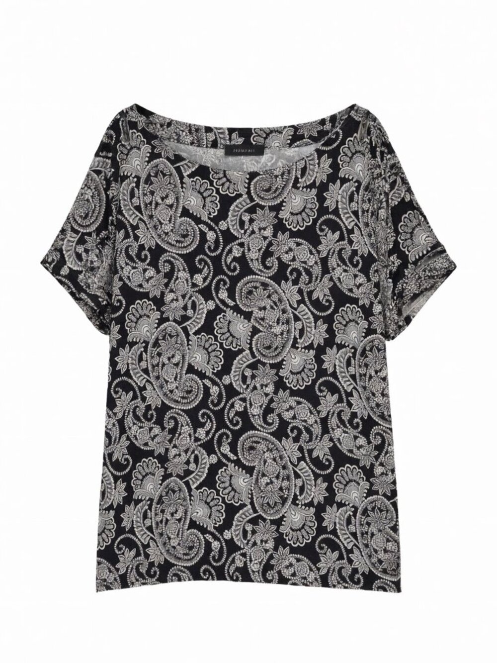 Cable & Gauge Black White Paisley Blouse L Black